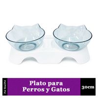 Plato Doble para Gato o Perro con Diseño de Orejas