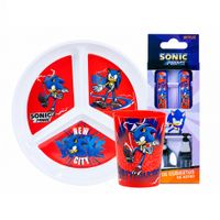Vajilla Set Plato Division Sonic Prime+Cubierto+Vaso Scool 703808