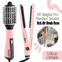 Combo BabylissPro Plancha Ionica + Cepillo Electrico PINK BLACK - OFERTA