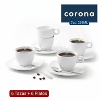 Set para Café 6 Puestos 12 Pzs Corona Actualite Blanco