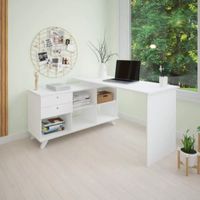Escritorio Moderno en L + 2 cajones Alana color Blanco TU MESITA