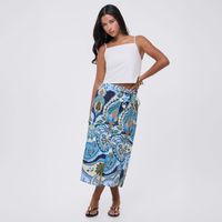 Falda Midi Mujer Nudo Malabar Algodon