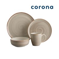 Juego de Vajillas 16 Piezas Corona Caoba Gris