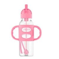 Biberón de Transición con Cañita Boca Estrecha 8oz Color Rosa