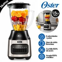 Licuadora con vaso de vidrio y 6 velocidades Oster BLSTPEG-NPB