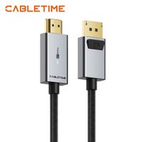 Cable DisplayPort a HDMI CABLETIME 1.8 metros 4K 60Hz Seguro Latch LED Indicador Nylon Trenzado
