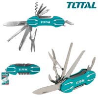 Navaja Multiherramienta 15 en 1 TOTAL Acero Inoxidable con Llavero de Bolsillo 9.5cm Camping y Talle