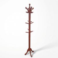 Perchero de Pie de Madera Color Cedro 1.75 m – Organizador para Ropa, Abrigos, Sombreros y Accesorio