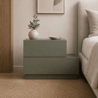 Velador Sora Aesthetic Escalonado con Doble Cajón Color Agave TU MESITA Canto Delgado