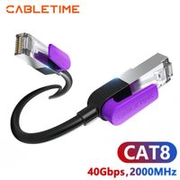 Cable de Red Ethernet Cat 8 Doble Blindaje 40Gbps 2000MHz CABLETIME de 10 Metros