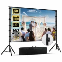 Ecran pantalla proyección de tela poliéster 120 pulgadas soporte desmontable tripode + maleta