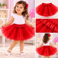 DISFRAZ NIÑA FALDA TUTU  3 CAPAS (1 años a 6 años) - ROJO