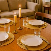 Set X6 Manteles Individuales Dorados Para Comedor