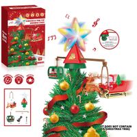 Estrella con Trineo Giratorio para Punta  de Arbol Navideña con Luces y Musica