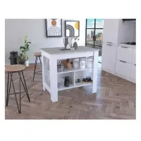 Mesa Auxiliar de Cocina TU MESITA Marlon color Blanco/Gris en Melamina 18mm