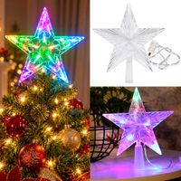 Estrella Navideña Decorativa para Punta de Arbol  Multicolor Set de 2