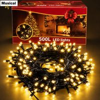 Tira de Luces Linial 500L de 27 Mts Musical Ambar Cable Verde