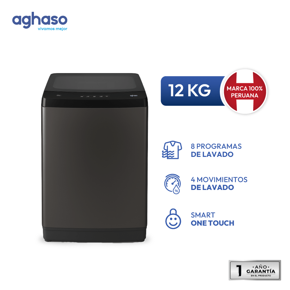 Lavadora Automática AGHASO 12kg Silver LAV-AGH02 - Carga Superior