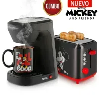 Combo Atma Cafetera Eléctrica Con Taza De Mickey +Tostadora Eléctrica Disney 880W