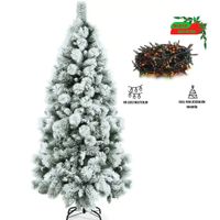 Arbol De Navidad 1.80 Metros / Verde Con Nieve + 100 Luces Multicolor