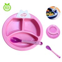 Set Plato Termico Con Cubierto Para Bebe Baby Froggie Fucsia