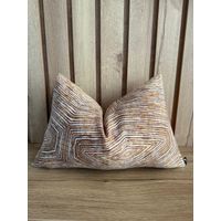 Funda De Cojín Riñonera Anse Jacquard Ocre Y Marrón 50x30 cm