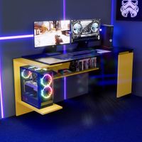 Escritorio Gamer NR 02 167cm 1 Puerta Movenda Negro con Amarillo