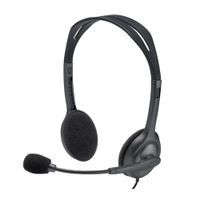 Audífono Logitech H111 con micrófono, sonido estéreo, conexión 3.5 mm, negro