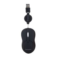 Mouse mini Teraware retráctil, 3 botones, negro