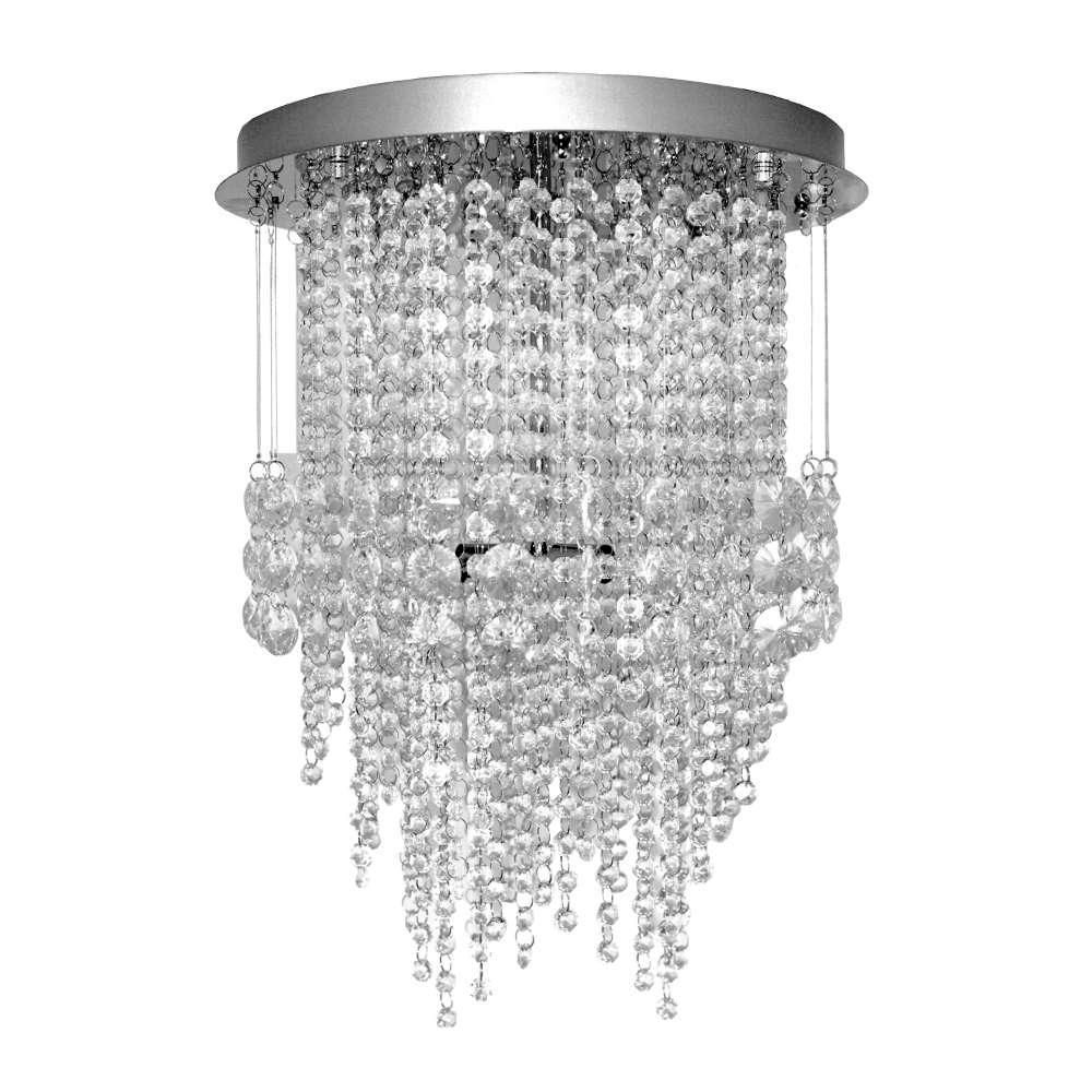 Lámpara De Cristal Erika 3 Luces Acero Pulido