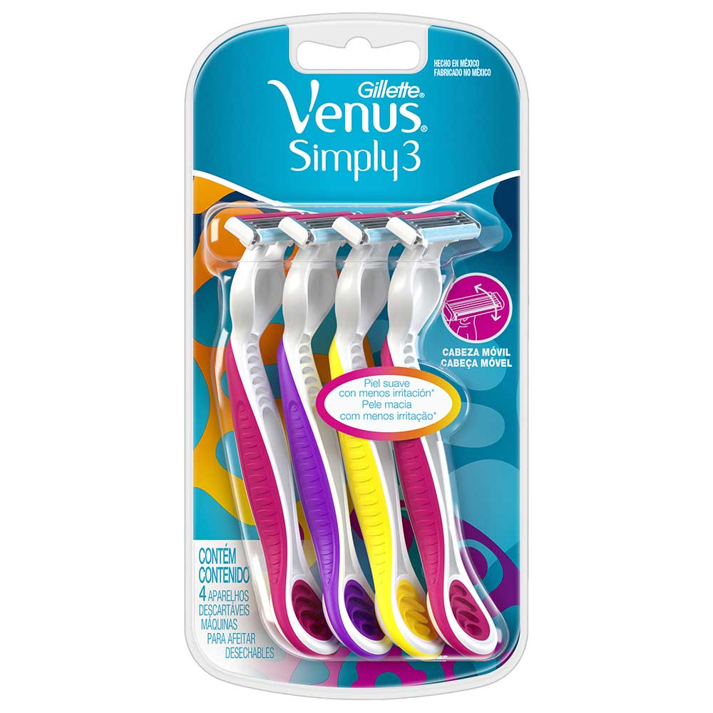 Máquina de Afeitar GILLETTE Mujer Venus Simply Paquete 4un