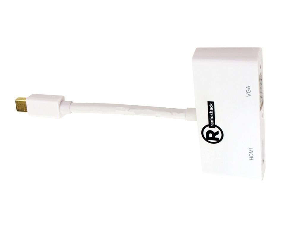 Adaptador Radioshack mini displayport a HDMI y VGA, macho a hembra, blanco