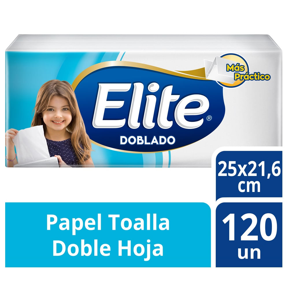 Papel Toalla Doblado ELITE Doble Hoja Paquete 120un