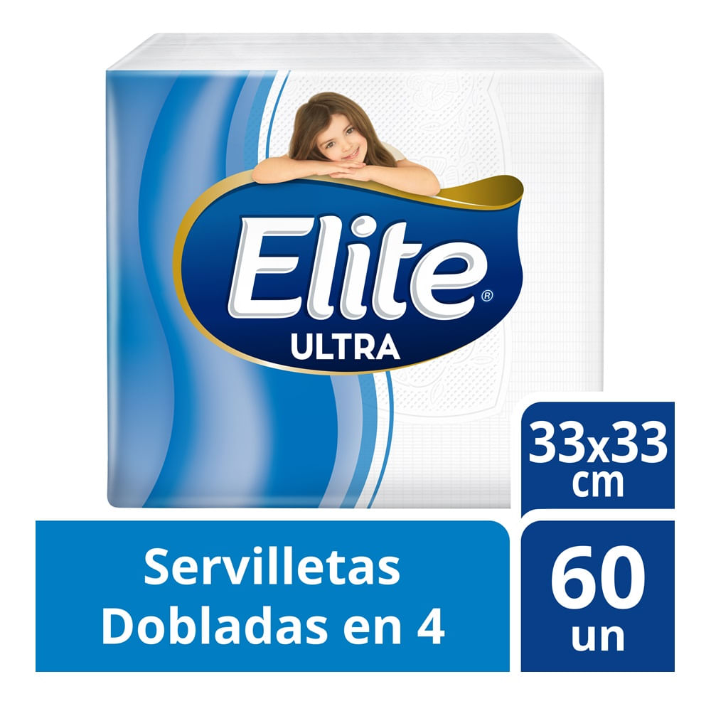 Servilletas de Papel ELITE Ultra Dobladas en 4 Paquete 60un
