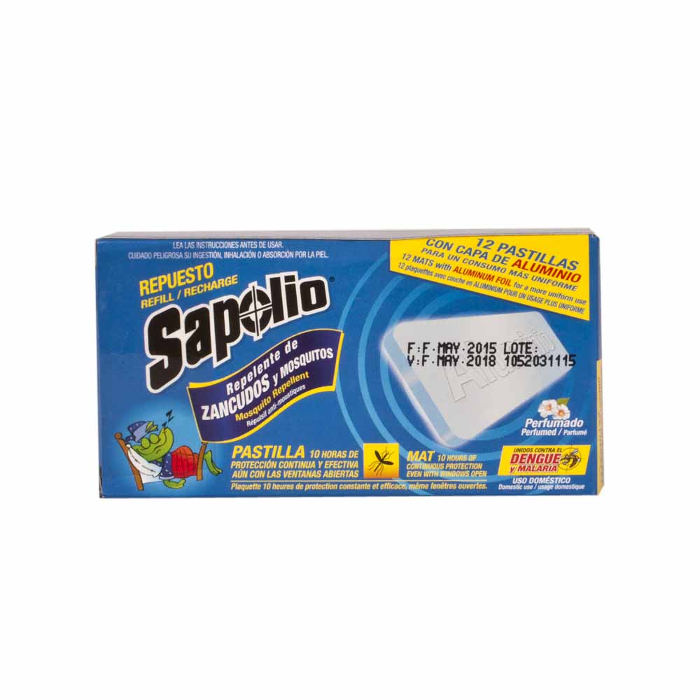 Insecticida SAPOLIO Repuesto perfumado Caja 12Un