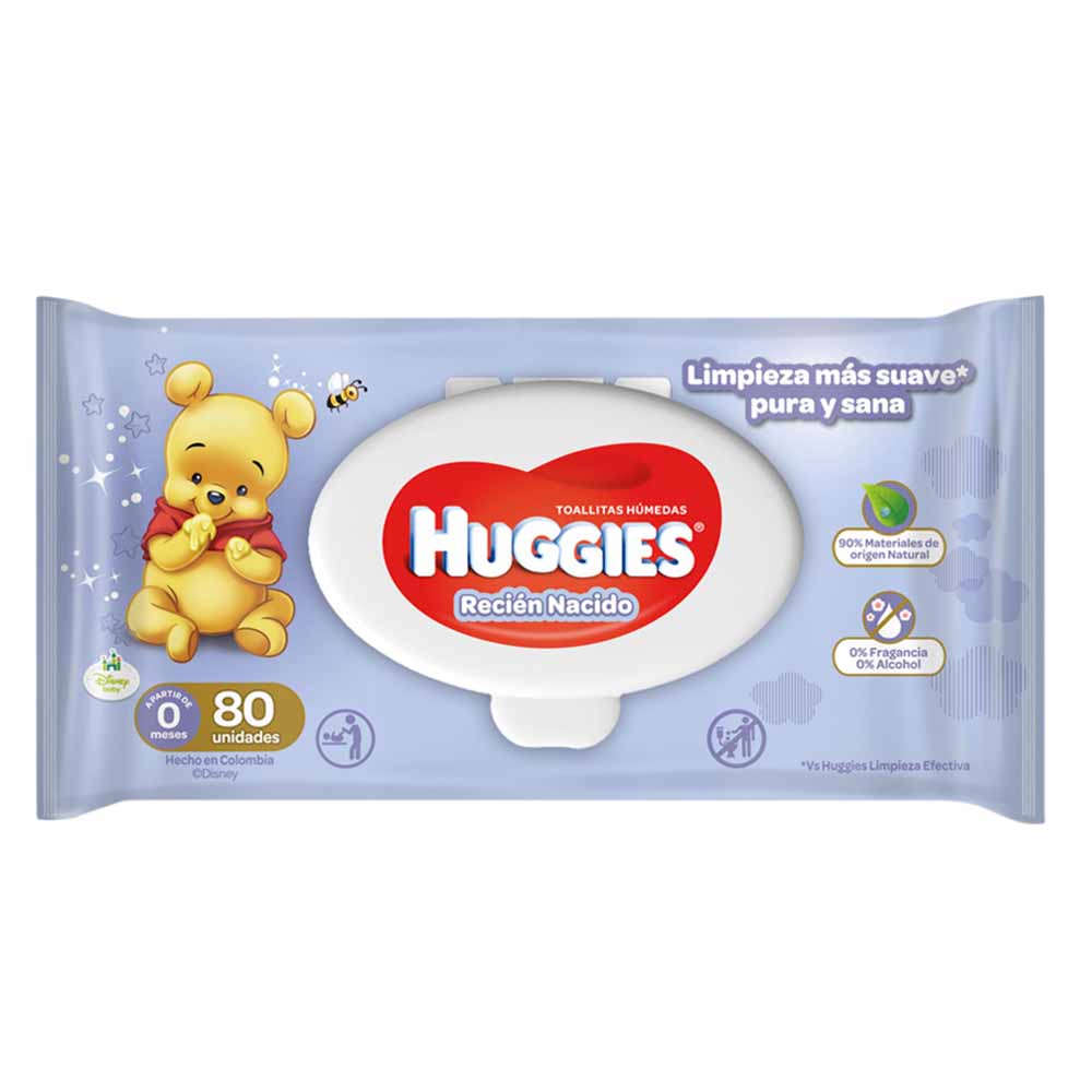 Toallitas Húmedas para Bebé HUGGIES Recién Nacido Paquete 80un