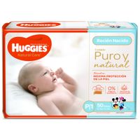 Pañales para Bebé HUGGIES Natural Care Primeros 100 Días Talla P Paquete 50un