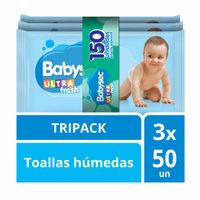 Toallitas Húmedas para Bebé BABYSEC Ultra con Aloe Vera Paquete 50un Pack 3un