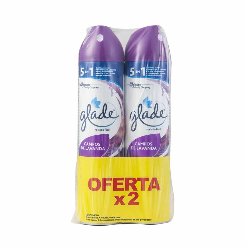 Ambientador en Aerosol GLADE Campos de Lavanda 400ml Paquete 2Un