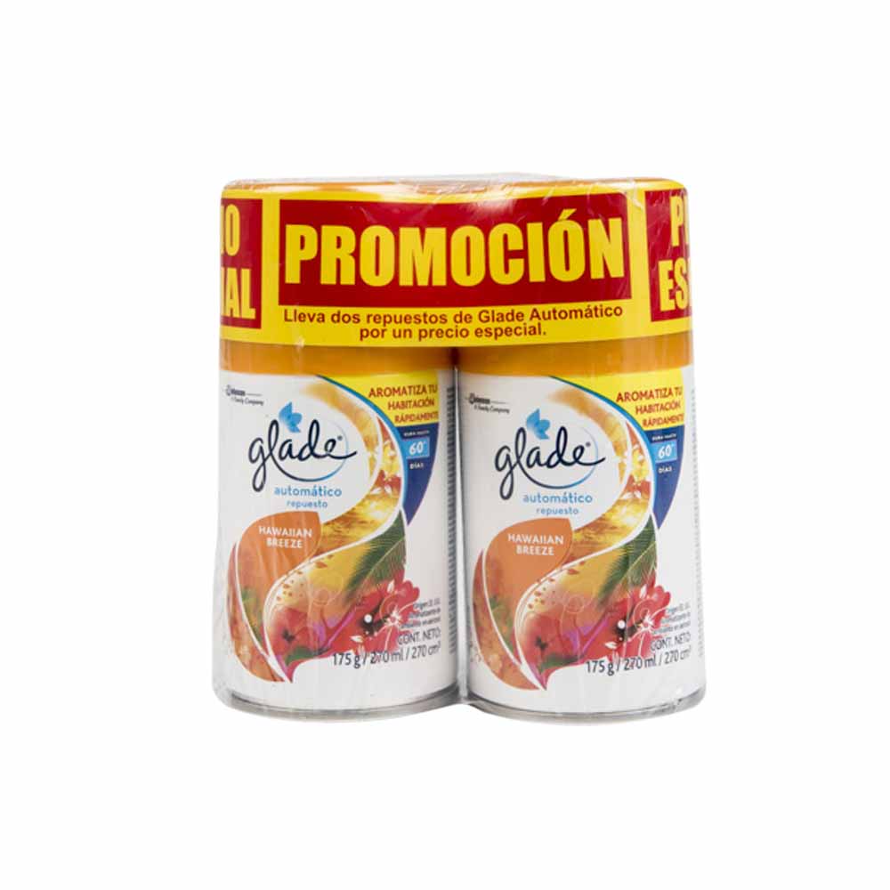 Ambientador en spray GLADE Hawaiian breeze repuesto Frasco 270Ml Paquete 2Un