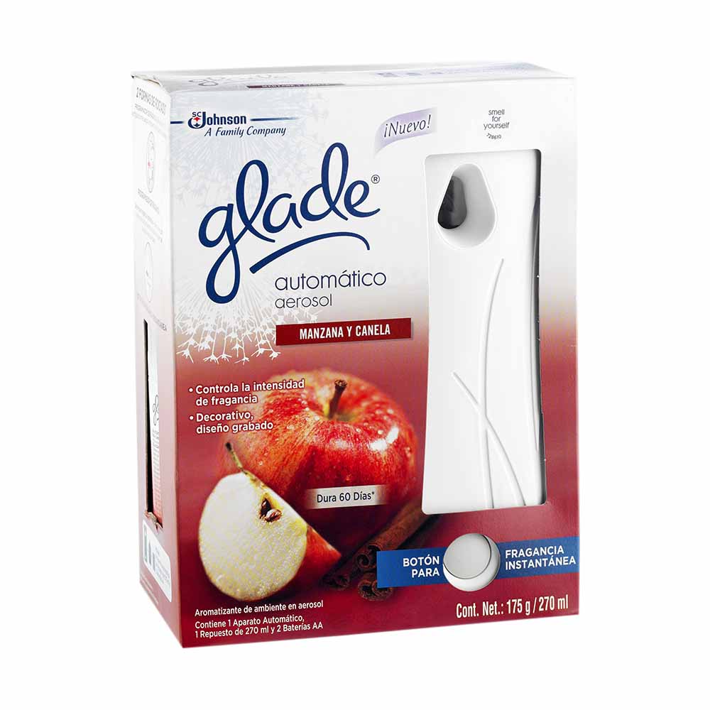 Ambientador eléctrico GLADE Manzana y canela aparato y repuesto Frasco 270Ml