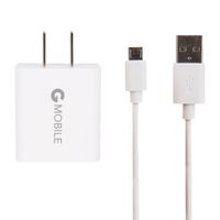 Cargador de pared G Mobile con cable micro usb a usb, 3A, carga rápida, blanco, 1m