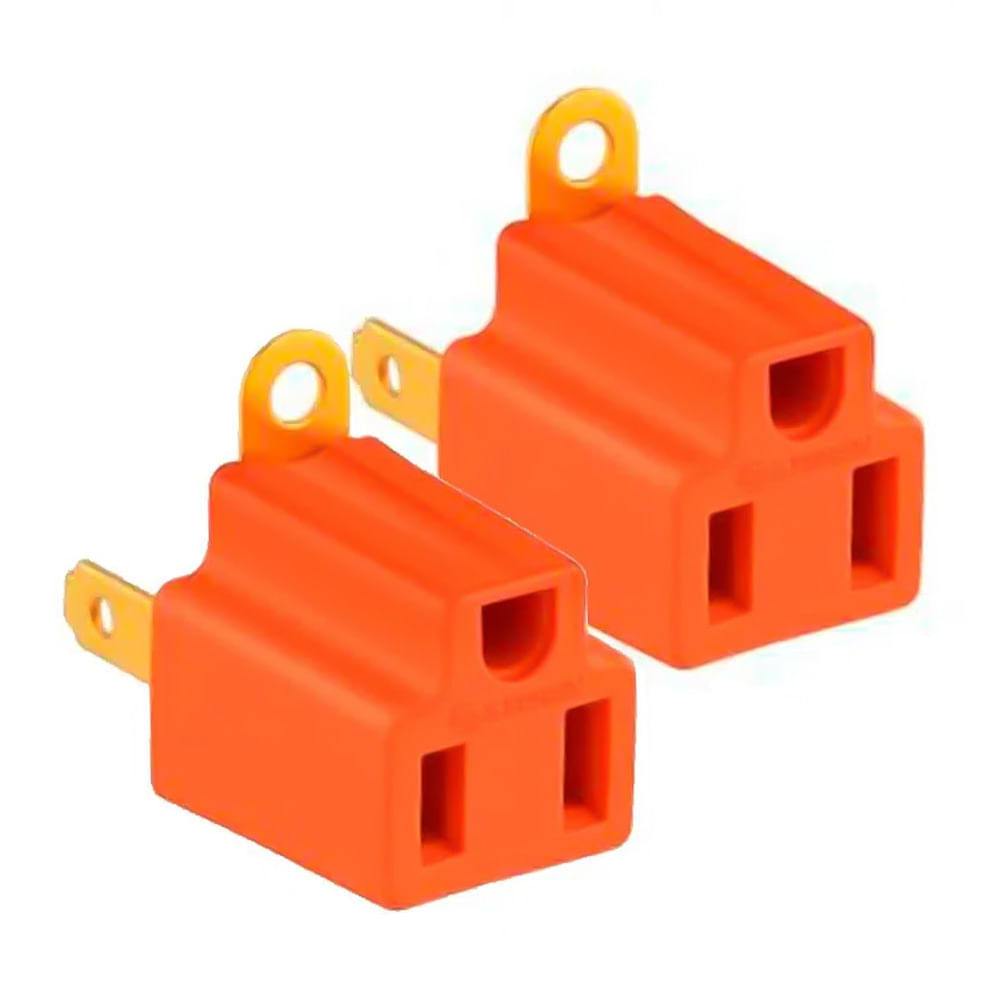 Adaptador de corriente Teraware pack x 2, universal con tierra a plano, naranja