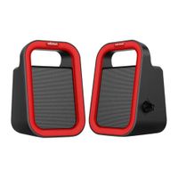 Parlantes para pc Radioshack, conexión usb 2.0 y 3.5 mm, 3W x2, negro con rojo