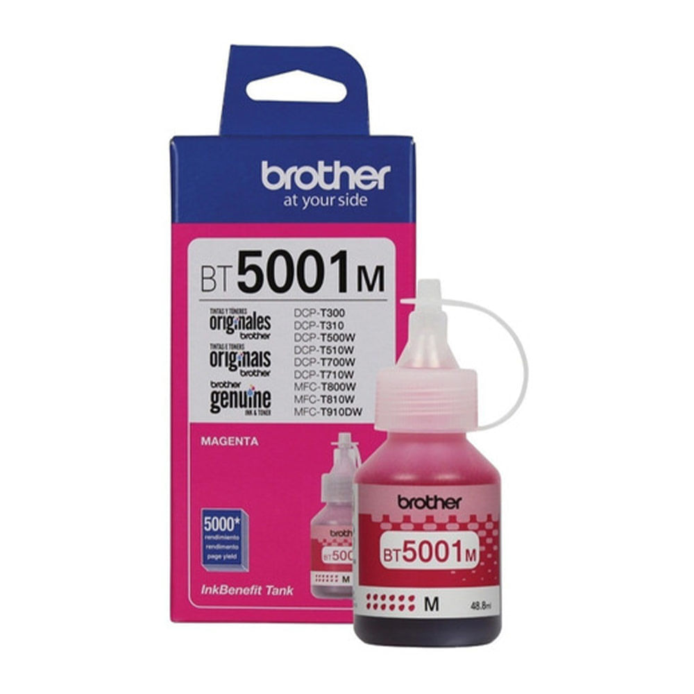 Botella de tinta Brother BT5001M magenta rinde 5000 páginas