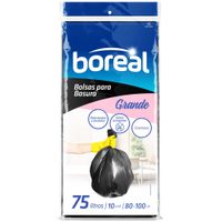Bolsa para Basura BOREAL 75L Negra Planas 10un