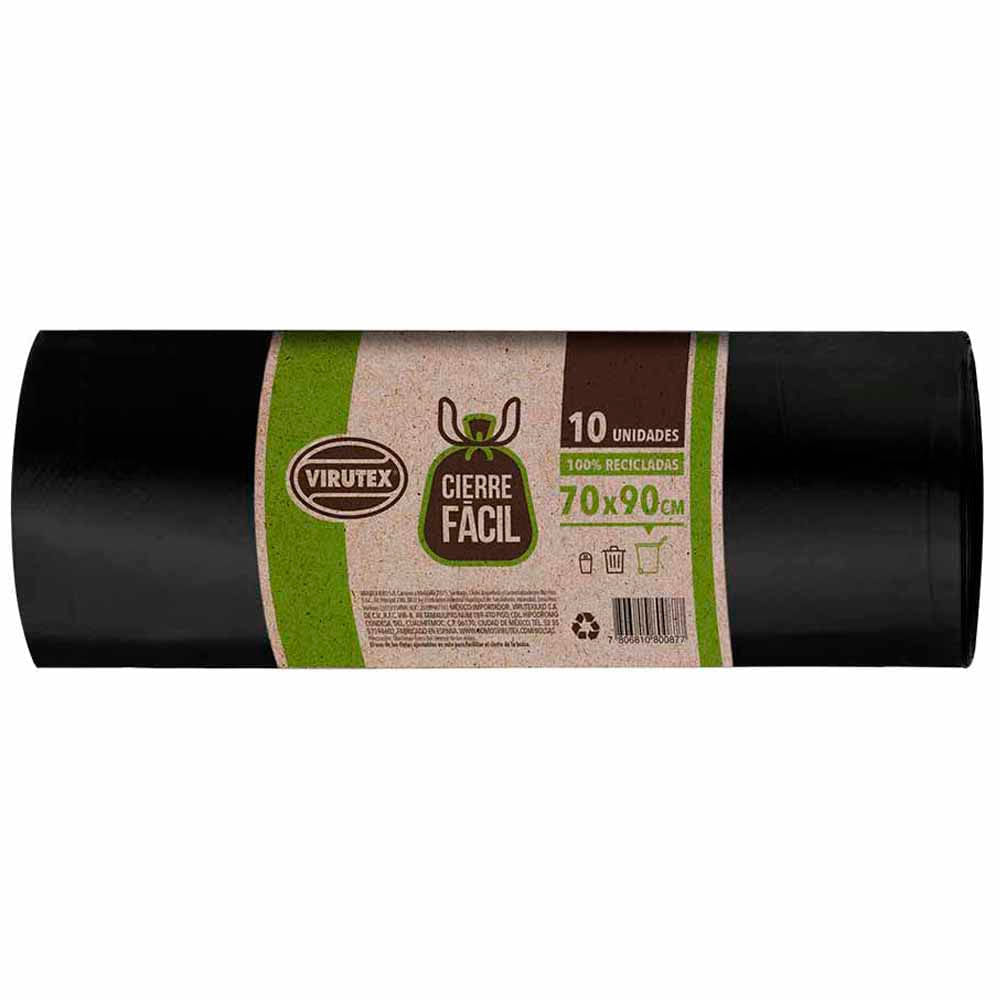 Bolsas de Basura VIRUTEX Cierre Fácil 70L Rollo 10un