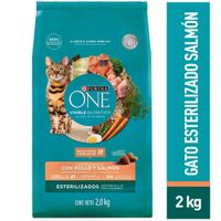 Comida para Gatos PURINA ONE Adulto Esterilizado Toda Razas Pollo Salmón Bolsa 2Kg