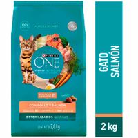 Comida para Gatos PURINA ONE Adulto Toda Razas Pollo Salmón Bolsa 2Kg
