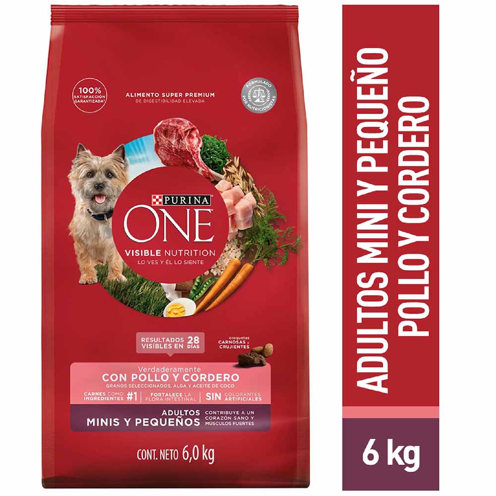 Comida para Perros PURINA ONE Adulto Razas Pequeñas Cordero Bolsa 6Kg
